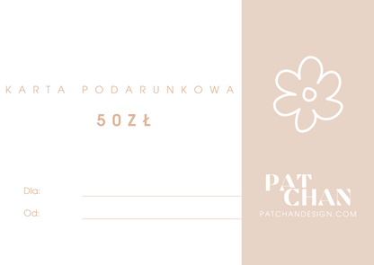 KARTA PODARUNKOWA PATCHANdesign